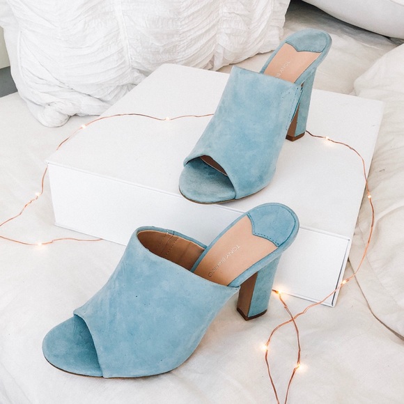 Baby Blue Tony Bianco Allegra Heeled Mule Shoes - Picture 2 of 7